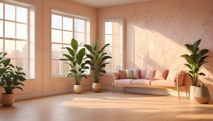 Photo interior modern design room 3d illustration;