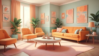 Photo interior modern design room 3d illustration;