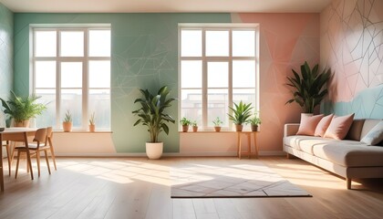 Fototapeta premium Photo interior modern design room 3d illustration;