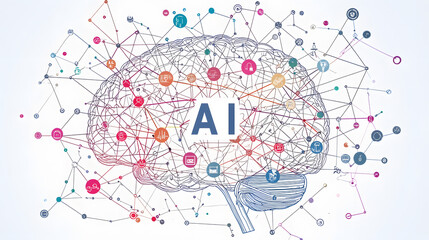 A human brain outline with the word 