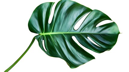 Obraz premium Green Monstera Leaf Isolated on White