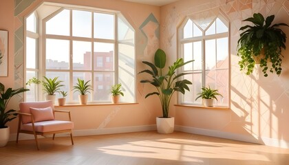 Photo interior modern design room 3d illustration;