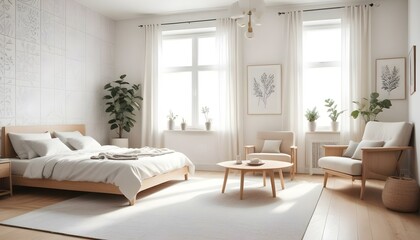 Fototapeta premium Photo interior modern design room 3d illustration;