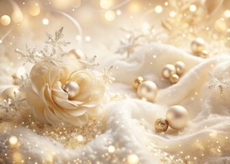 Fototapeta premium Luxurious textures blending softly in creamy hues, subtle sparkle and delicate flakes suspended in air.