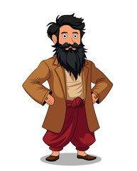 A village rich man cartoon character design for cartoon stories