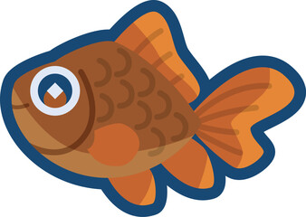 かわいい金魚（茶金）のイラスト