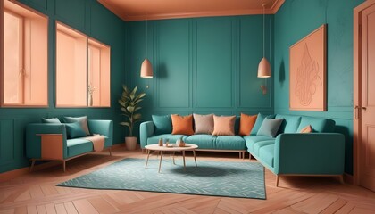 Photo interior modern design room 3d illustration;