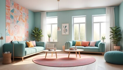 Photo interior modern design room 3d illustration;