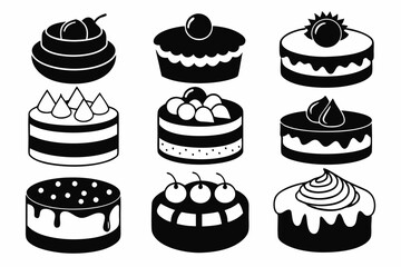 Cake icon for your party or your design set, outline icon cake with fruit