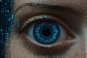 Close-Up Futuristic Eye with Digital Overlay
