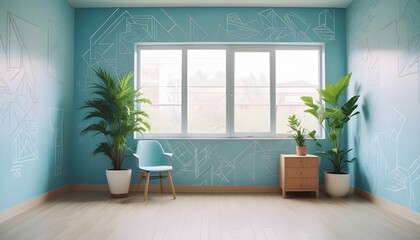 Photo interior modern design room 3d illustration;