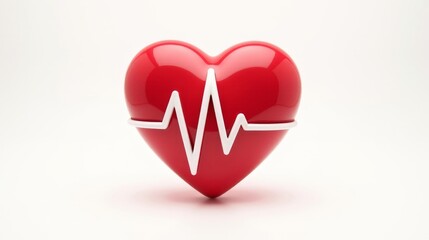 Heart Symbol with Pulse Line Representing Cardiovascular Health for Medical and Fitness Themes