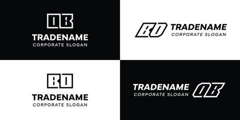 Letters BO and OB Square and Dynamic Logo Set, for business with Initials OB or BO