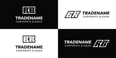 Letters BR and RB Square and Dynamic Logo Set, for business with Initials RB or BR