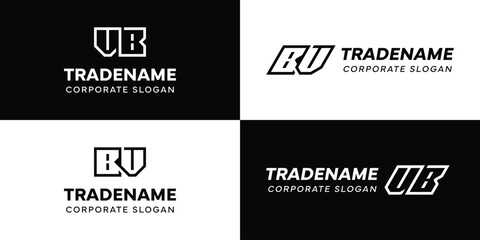 Letters BV and VB Square and Dynamic Logo Set, for business with Initials VB or BV