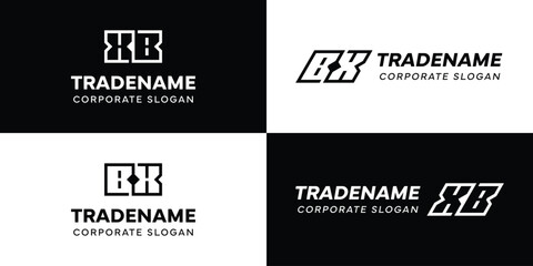 Letters BX and XB Square and Dynamic Logo Set, for business with Initials XB or BX