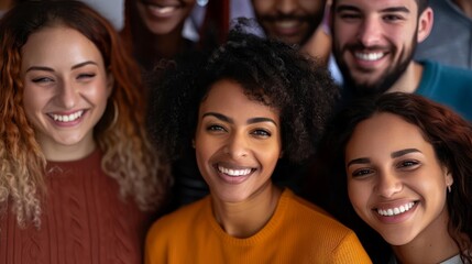 Obraz premium Group of diverse people smiling and looking at the camera.