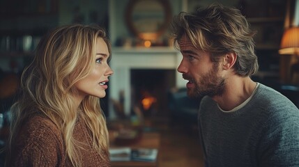 Naklejka premium Stressful Confrontation: A Couple's Heated Argument