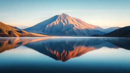 Fototapeta premium Volcano Reflection in a Calm Lake