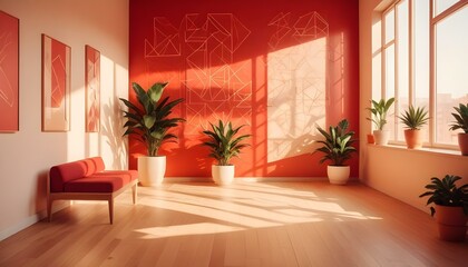 Photo interior modern design room 3d illustration;
