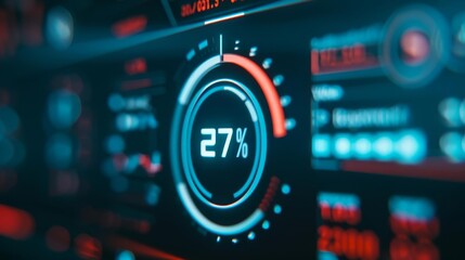 Close-up of a digital display showing a progress bar