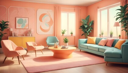 Photo interior modern design room 3d illustration;