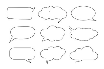 Speech bubble line art icon set to communication geometric graphic element.