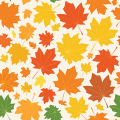 Seamless pattern with autumn leaves on white background. Warm pattern for your design, print: wrapping paper, wallpaper, cover, postcard, gift paper, pattern fills, textile. Vector illustration.