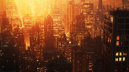 Fototapeta premium Beautiful view of Golden Cityscape at Dusk
