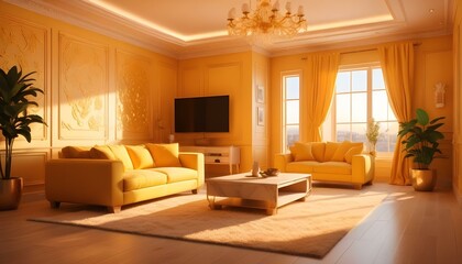 Fototapeta premium Photo interior modern design room 3d illustration;