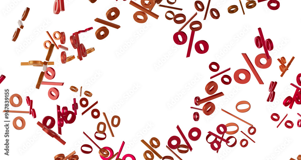 Poster 3d Sales icons floating in the air 3D rendering transparent PNG