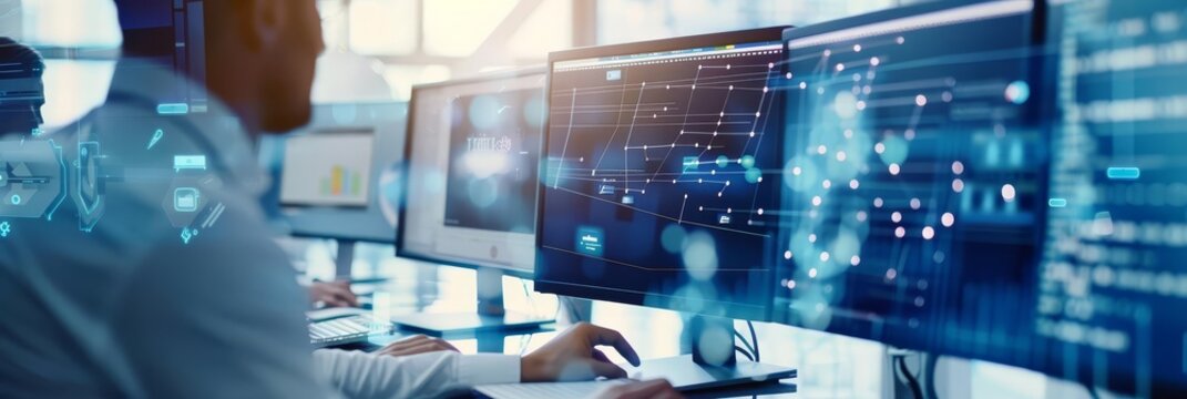 IT automation tools managing and automating repetitive tasks and workflows in an enterprise environment with copy space