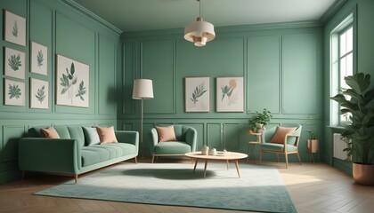 Photo interior modern design room 3d illustration;