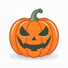 Fototapeta premium Cartoon Halloween Pumpkin with Menacing Grin and Sharp Eyes, Classic Jack-O'-Lantern Illustration on White Background, Symbolizing Spooky Festivities and Trick or Treat Fun. Vector Logo