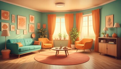 Photo interior modern design room 3d illustration;