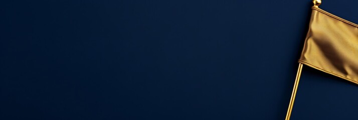 Milestone flag in gold on a deep blue background With copy space