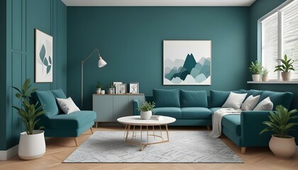Photo interior modern design room 3d illustration;