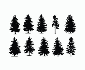 Obraz premium Pine trees silhouette EPS vector file illustration template