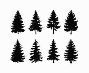 Obraz premium Pine trees silhouette EPS vector file illustration template
