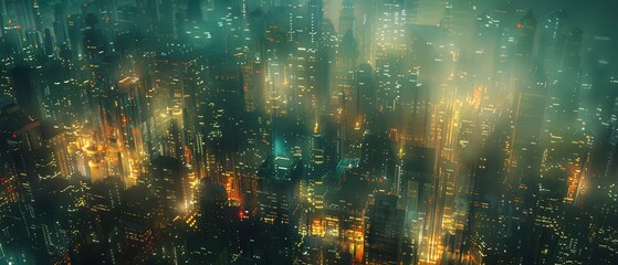 Night cloaks the city, its veins illuminated by the steady current of electric arteries