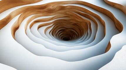 An abstract background featuring seismic waves radiating from a central point, with a blend of white and tan colors creating a three-dimensional effect