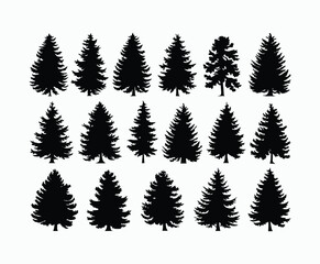 Pine trees silhouette EPS vector file illustration template