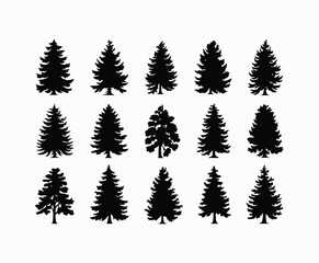 Obraz premium Pine trees silhouette EPS vector file illustration template