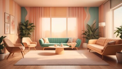 Fototapeta premium Photo interior modern design room 3d illustration;