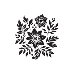 flower silhouette Vector with white solid background