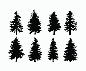 Obraz premium Pine trees silhouette EPS vector file illustration template