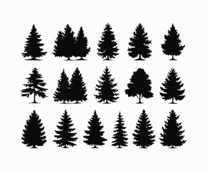 Obraz premium Pine trees silhouette EPS vector file illustration template