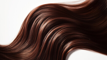 Fototapeta premium Brown shiny hair wave on a light background.