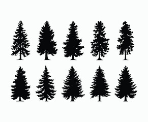 Pine trees silhouette EPS vector file illustration template