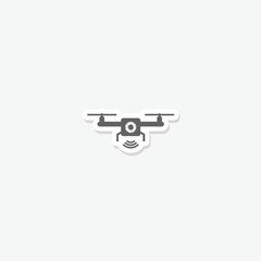 Simple drone icon sticker isolated on gray background